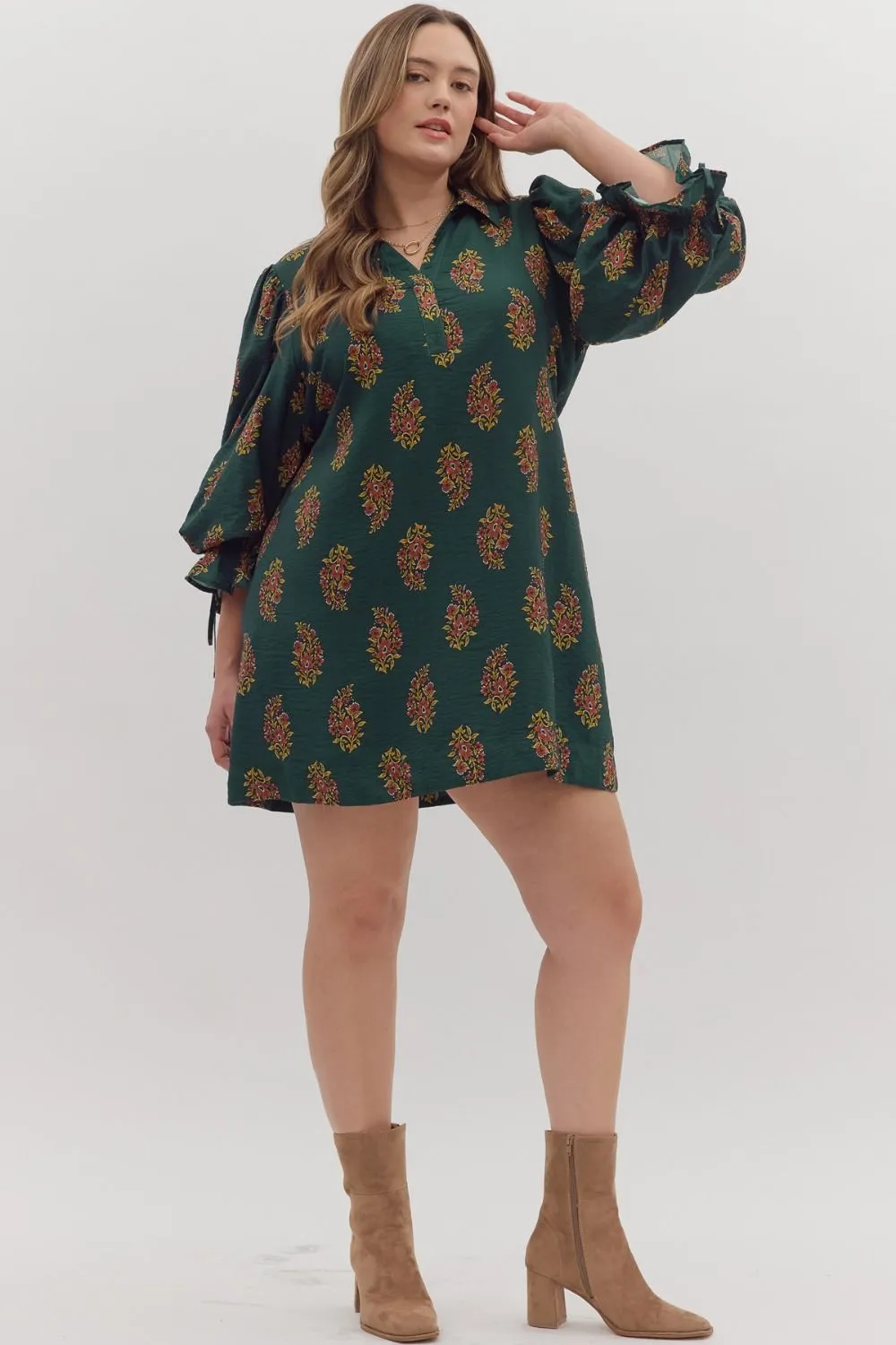 Parry Half Sleeve Mini Dress, Hunter Green | Plus Size sold by North & Main Clothing Company product image thumbnail 2