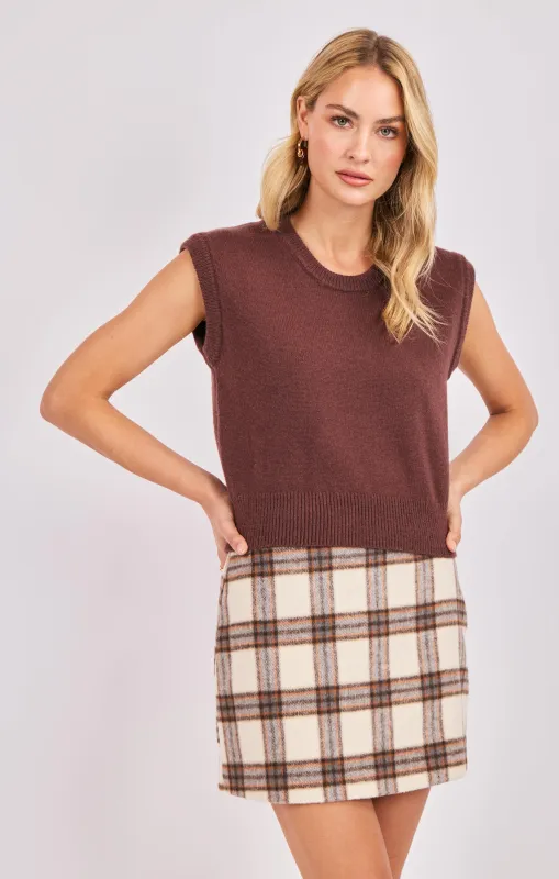Giselle Sweater Vest, Brown | Sadie & Sage sold by North & Main Clothing Company