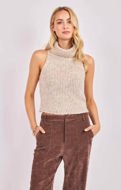 Saylor Turtleneck Sleeveless Sweater, Oatmeal | Sadie & Sage sold by North & Main Clothing Company