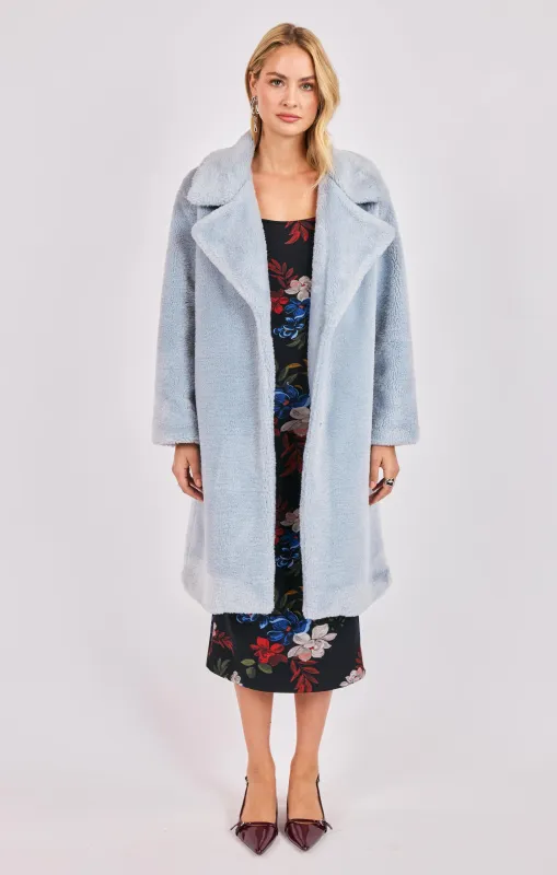 Marquee Lights Faux Shearling Coat, Sky Blue | Sadie & Sage sold by North & Main Clothing Company