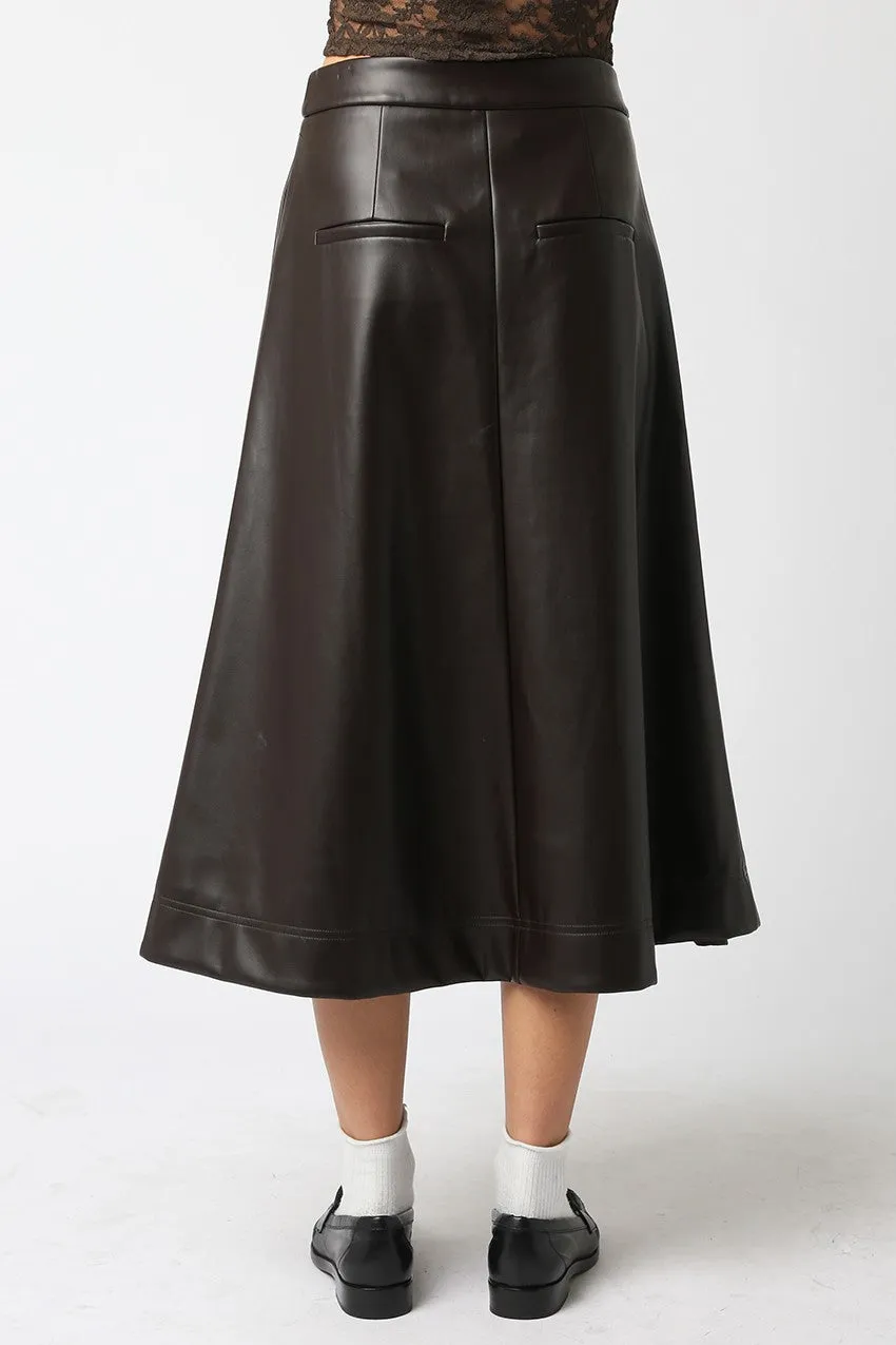 Carter Faux Leather Midi Skirt, Dark Chocolate sold by North & Main Clothing Company product image thumbnail 5