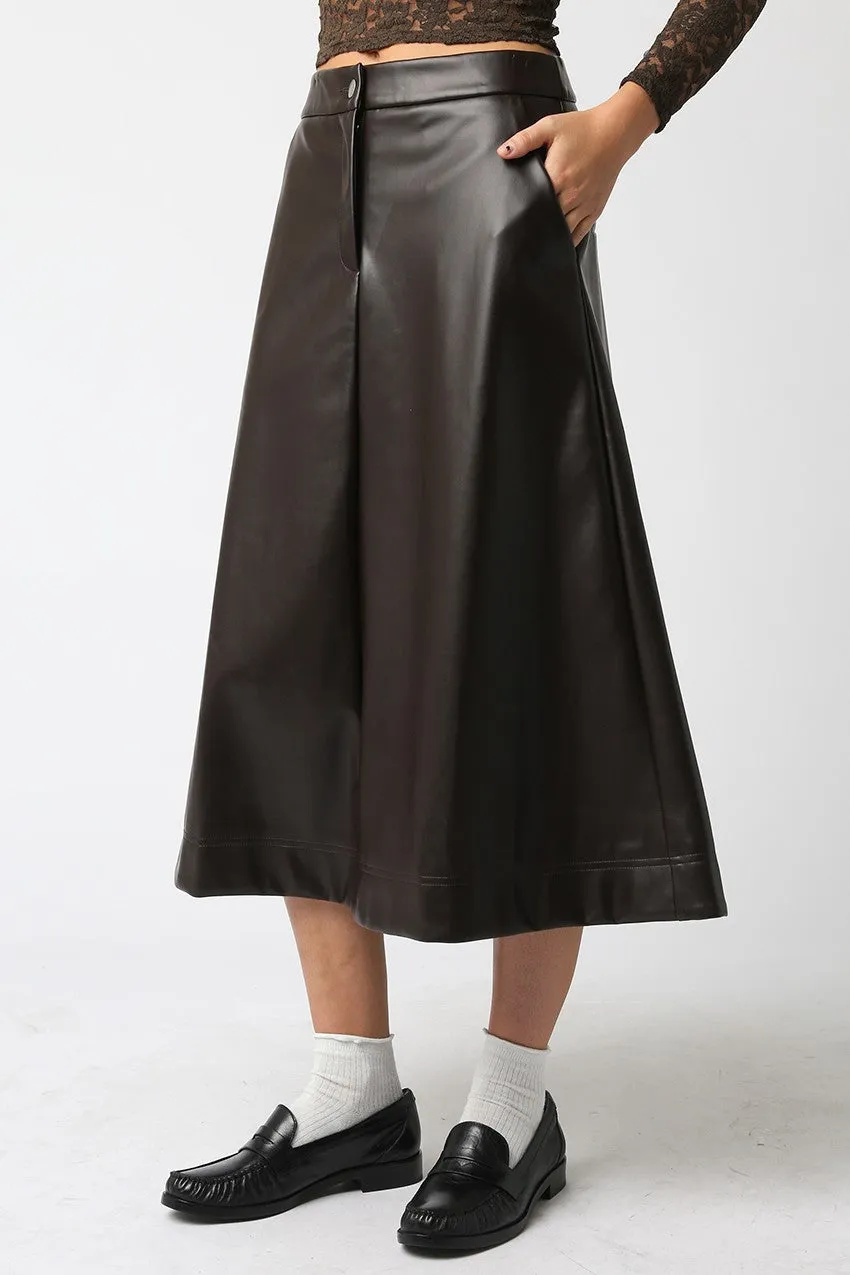 Carter Faux Leather Midi Skirt, Dark Chocolate sold by North & Main Clothing Company product image thumbnail 3