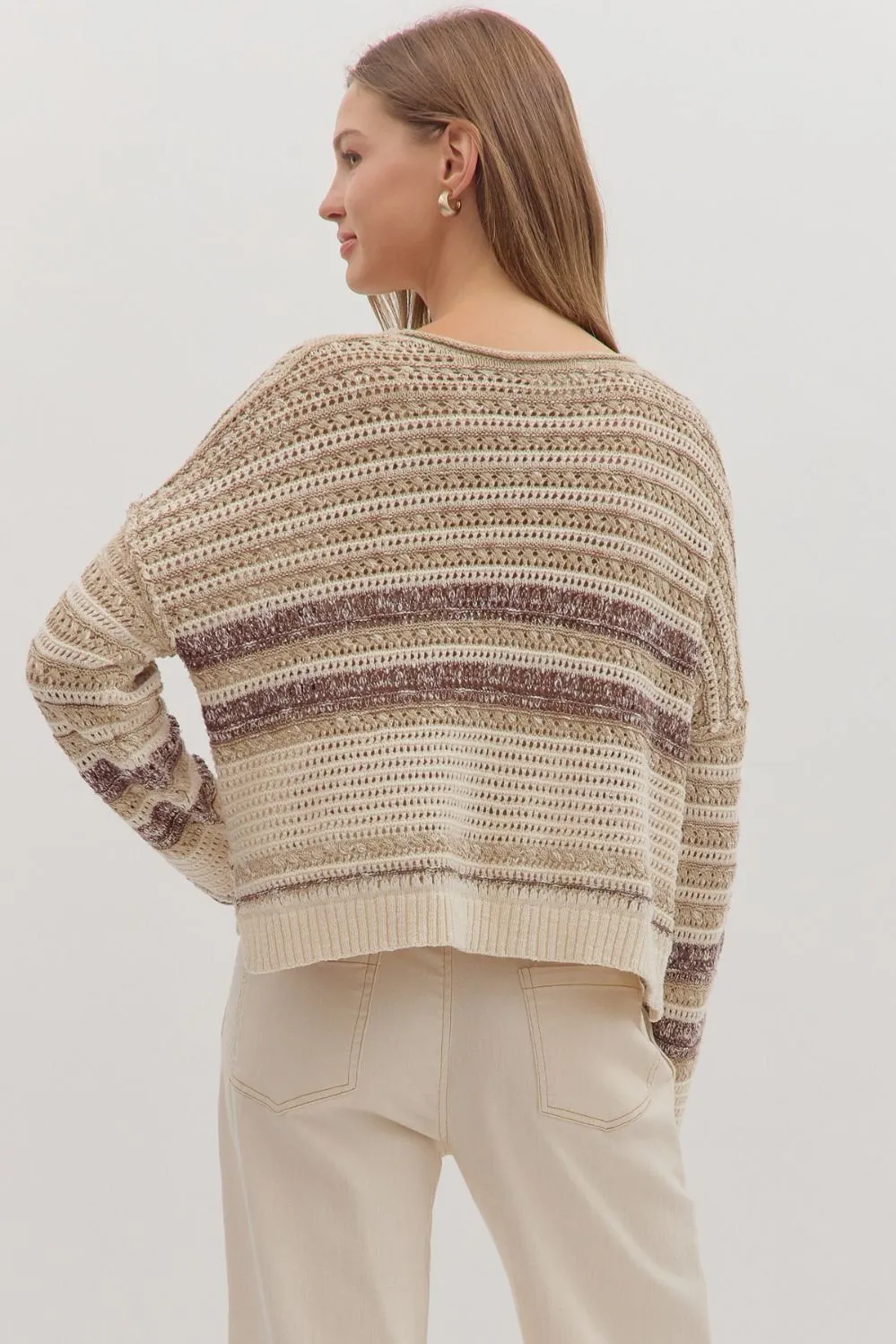Saundra Striped Sweater, Taupe sold by North & Main Clothing Company product image thumbnail 5