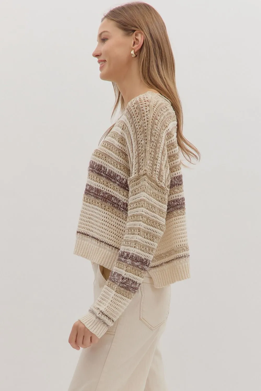Saundra Striped Sweater, Taupe sold by North & Main Clothing Company product image thumbnail 3