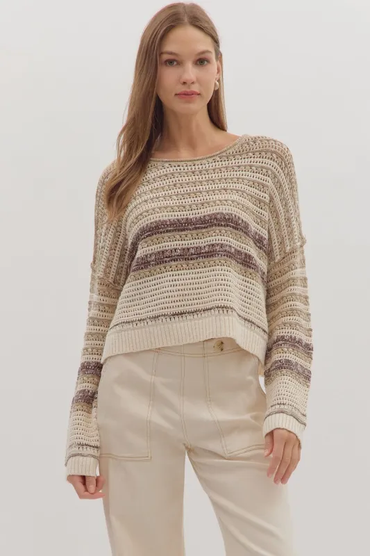 Saundra Striped Sweater, Taupe sold by North & Main Clothing Company