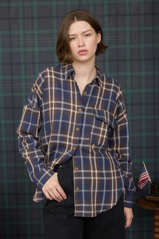 Cara Plaid Shirt, Navy Multi sold by North & Main Clothing Company