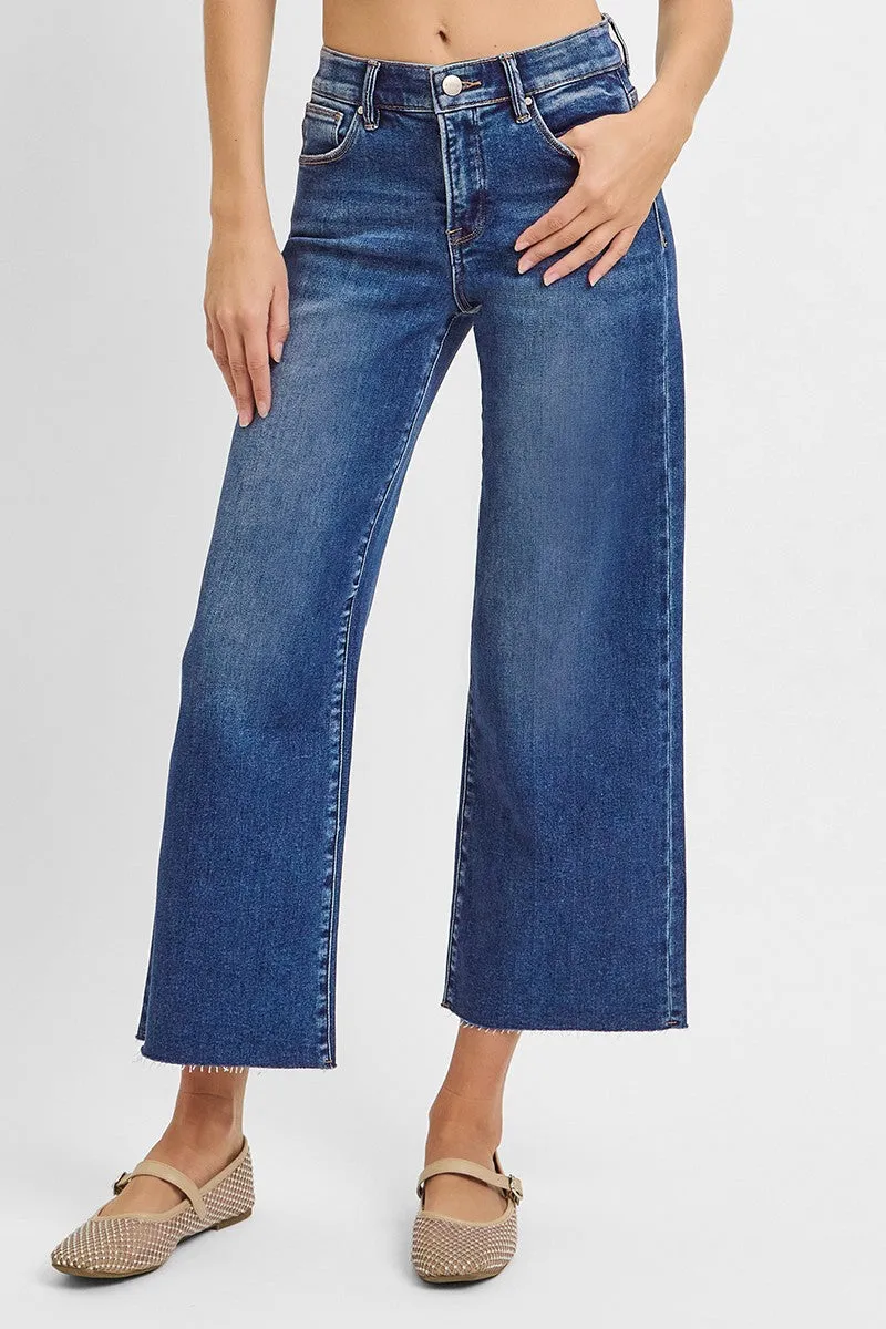 Cait Mid Rise Crop Wide Jean, Dark sold by North & Main Clothing Company product image thumbnail 5