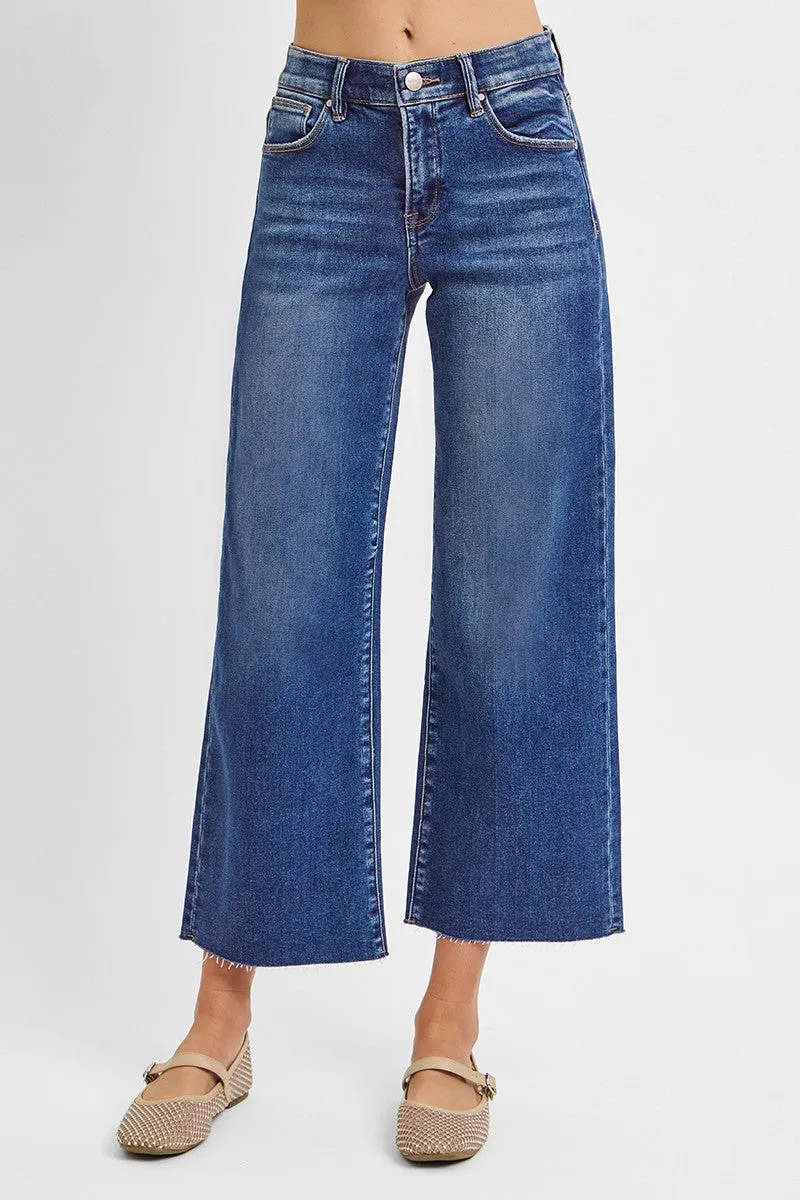 Cait Mid Rise Crop Wide Jean, Dark sold by North & Main Clothing Company product image thumbnail 3