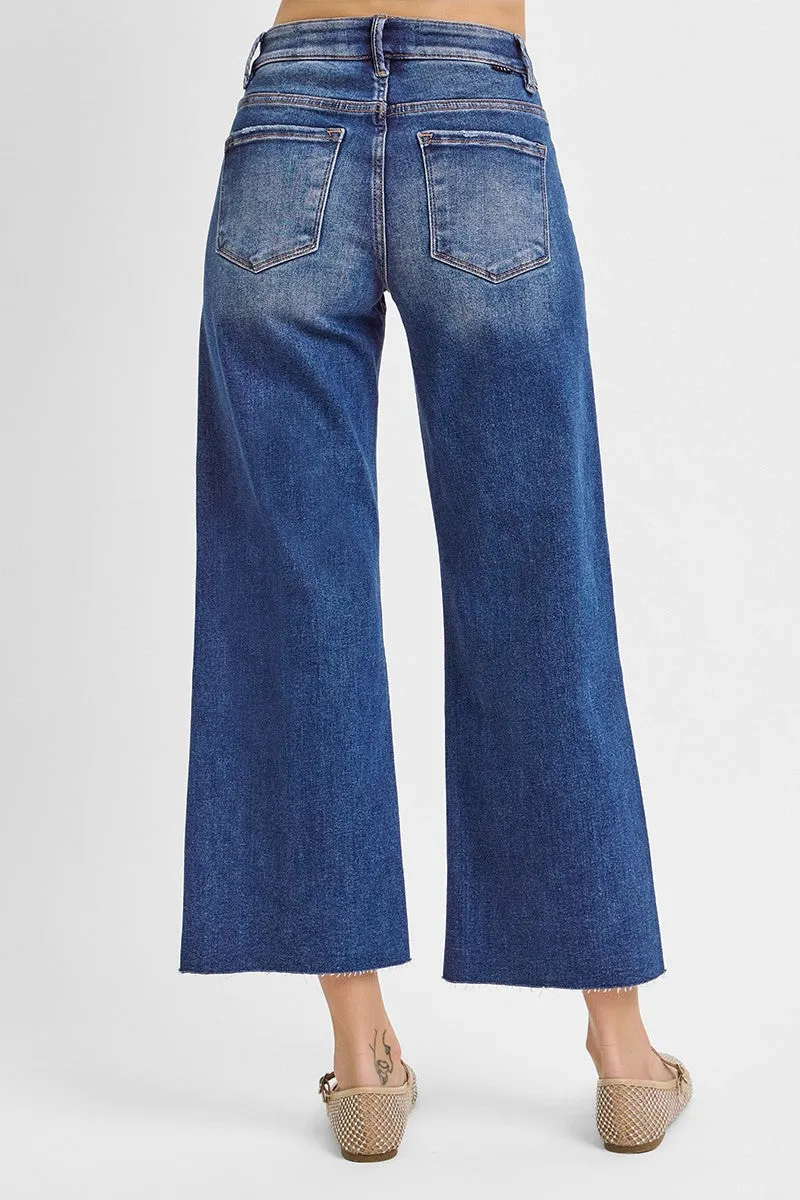 Cait Mid Rise Crop Wide Jean, Dark sold by North & Main Clothing Company product image thumbnail 2