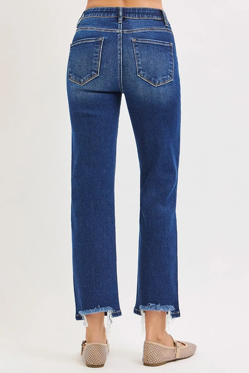 Benton High Rise Crop Straight Jean, Dark sold by North & Main Clothing Company product image thumbnail 2