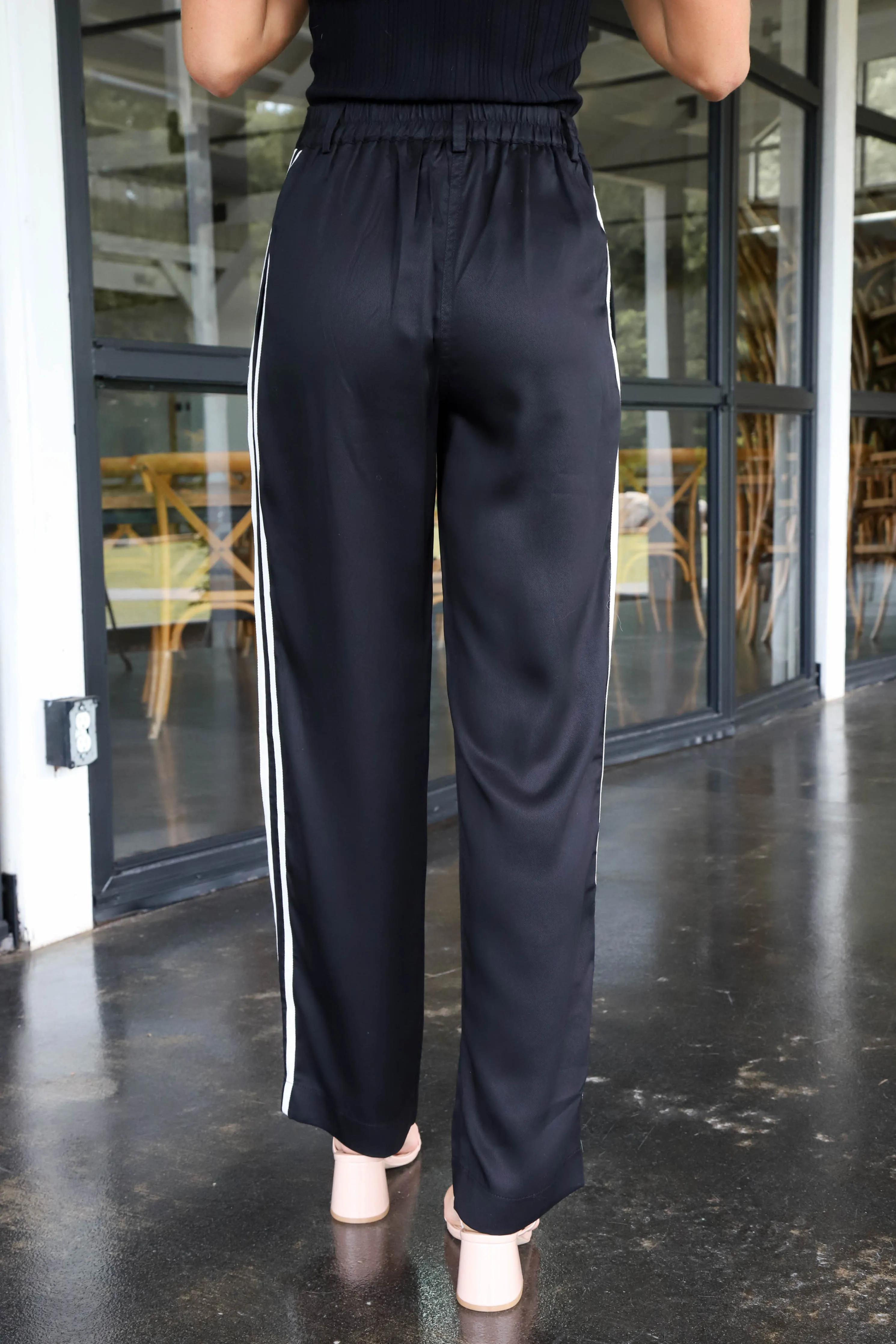 Leighton Side Stripe Trousers, Black Cream sold by North & Main Clothing Company product image thumbnail 4