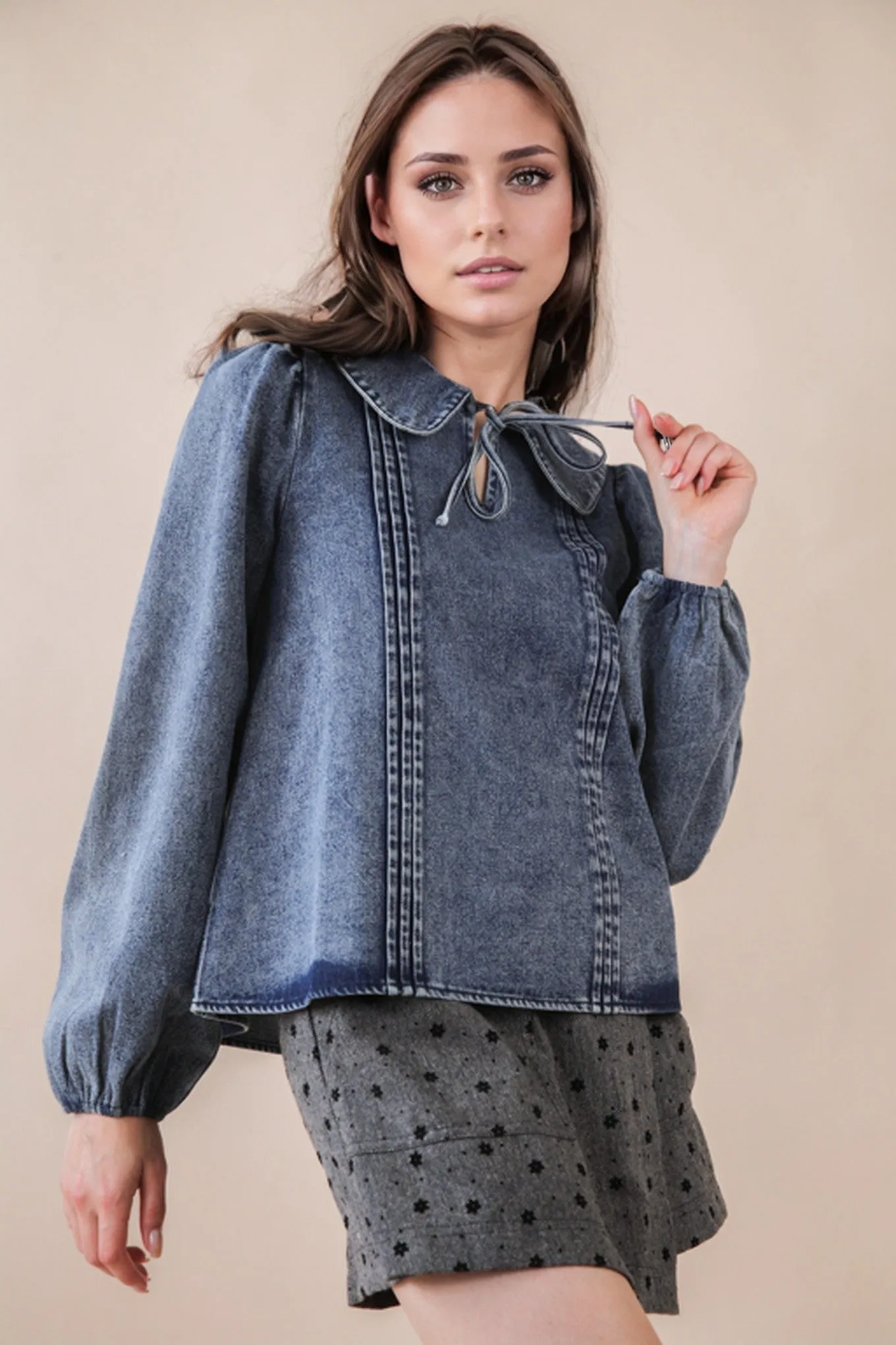 Nova Chambray Denim Top, Indigo sold by North & Main Clothing Company product image thumbnail 4