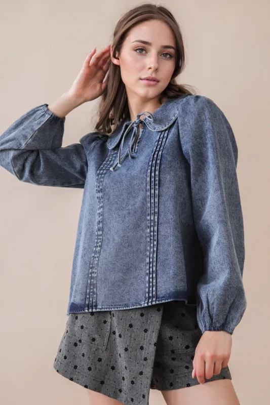 Nova Chambray Denim Top, Indigo sold by North & Main Clothing Company