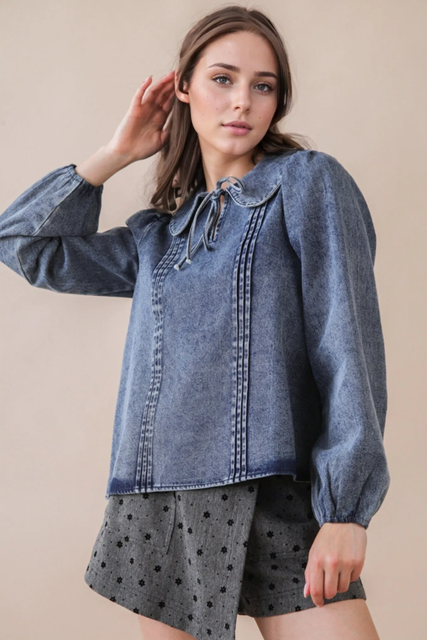 Nova Chambray Denim Top, Indigo sold by North & Main Clothing Company