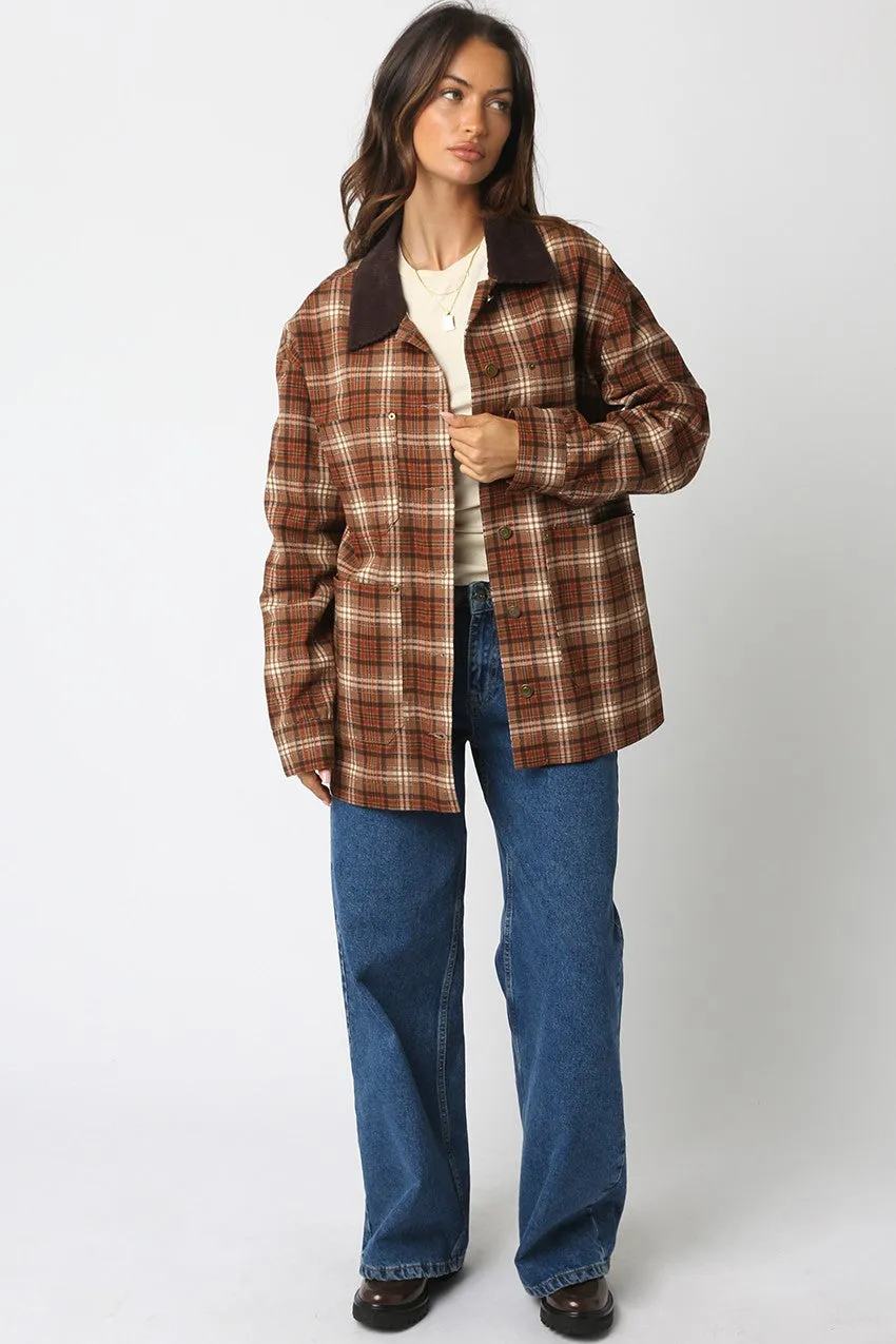 Ester Plaid Button Down Jacket, Taupe sold by North & Main Clothing Company product image thumbnail 2