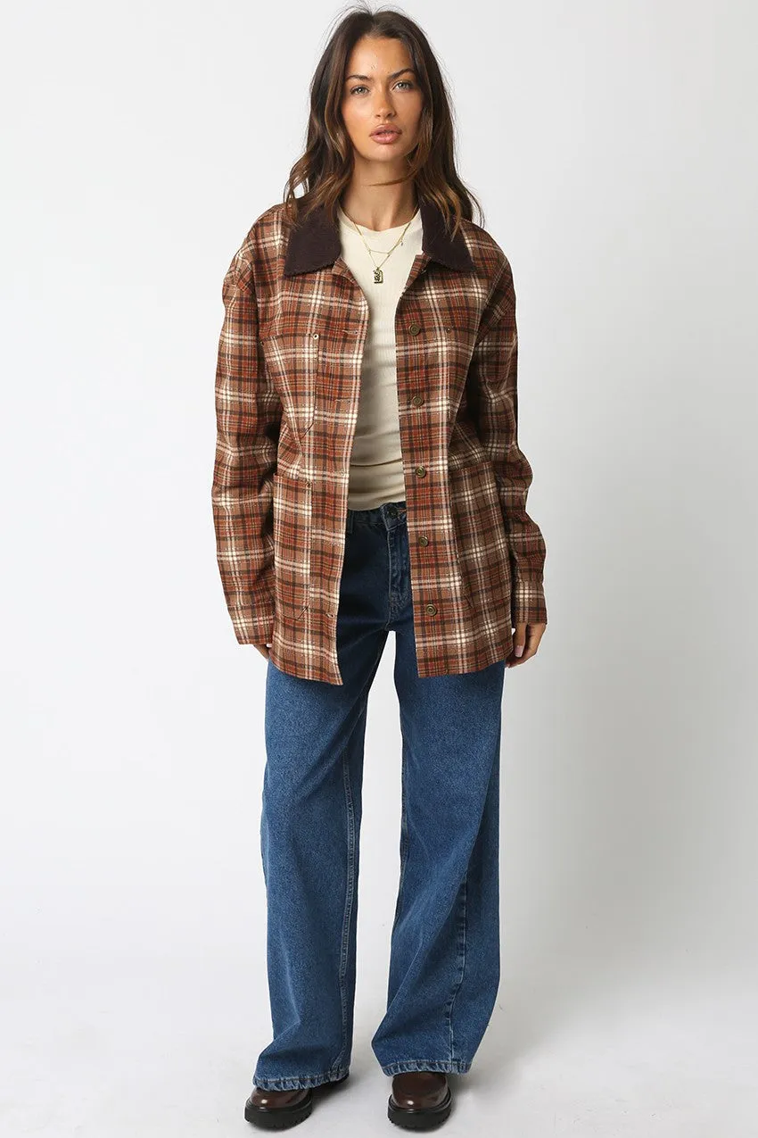 Ester Plaid Button Down Jacket, Taupe sold by North & Main Clothing Company product image thumbnail 5