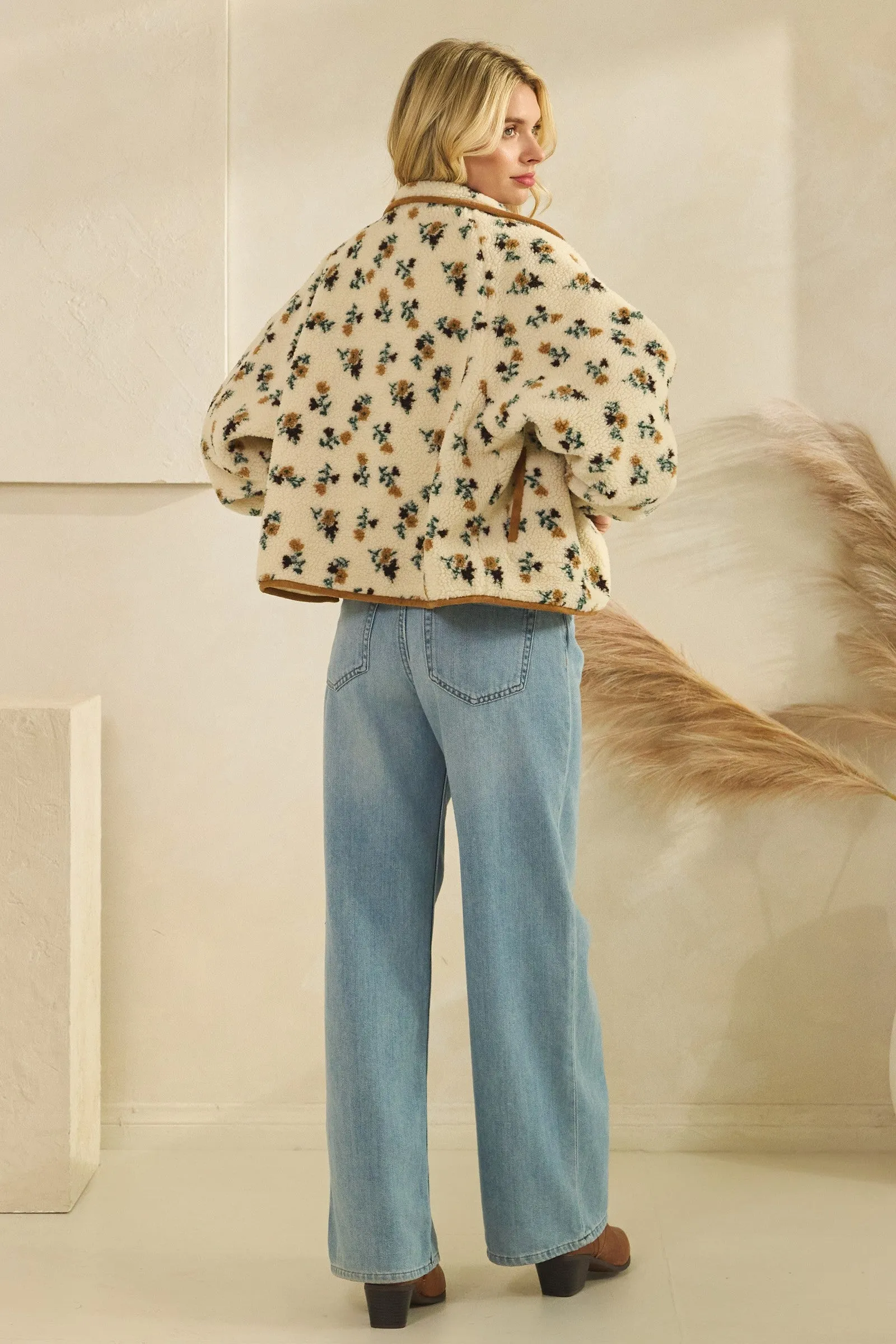 Flora Printed Sherpa Jacket, Brown sold by North & Main Clothing Company product image thumbnail 4