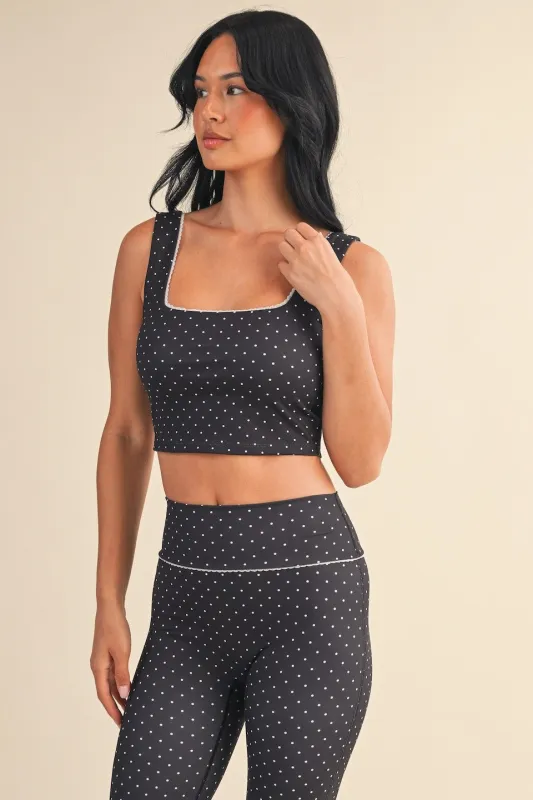Sally Printed Crop Top, Black Polka Dot sold by North & Main Clothing Company