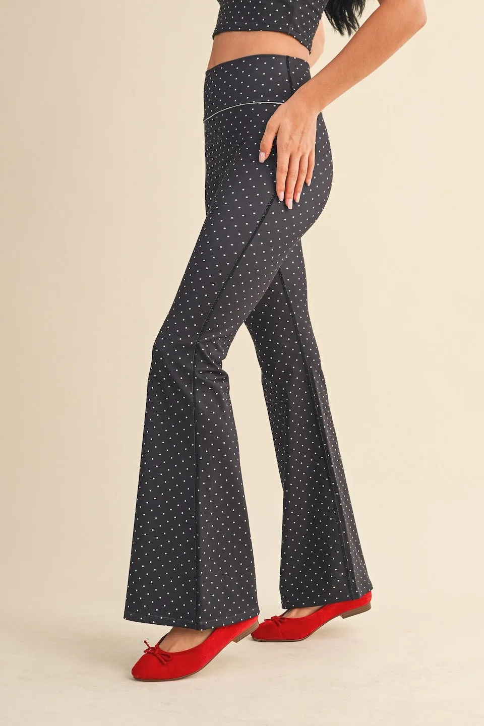 Sally Printed Flare Pants, Black Polka Dot sold by North & Main Clothing Company product image thumbnail 2
