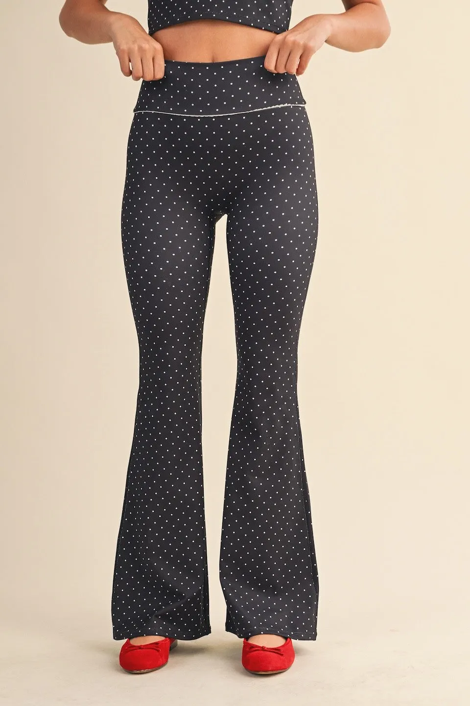 Sally Printed Flare Pants, Black Polka Dot sold by North & Main Clothing Company product image thumbnail 4