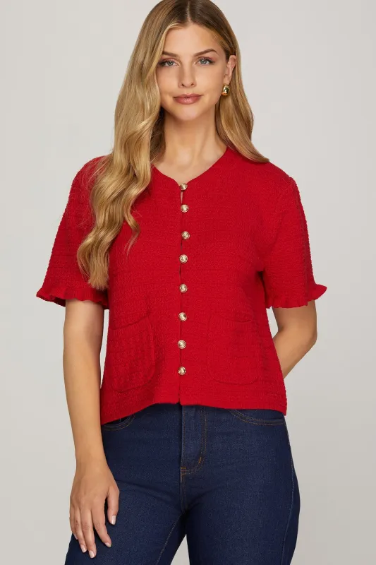 Chandler Sweater Top, Red sold by North & Main Clothing Company