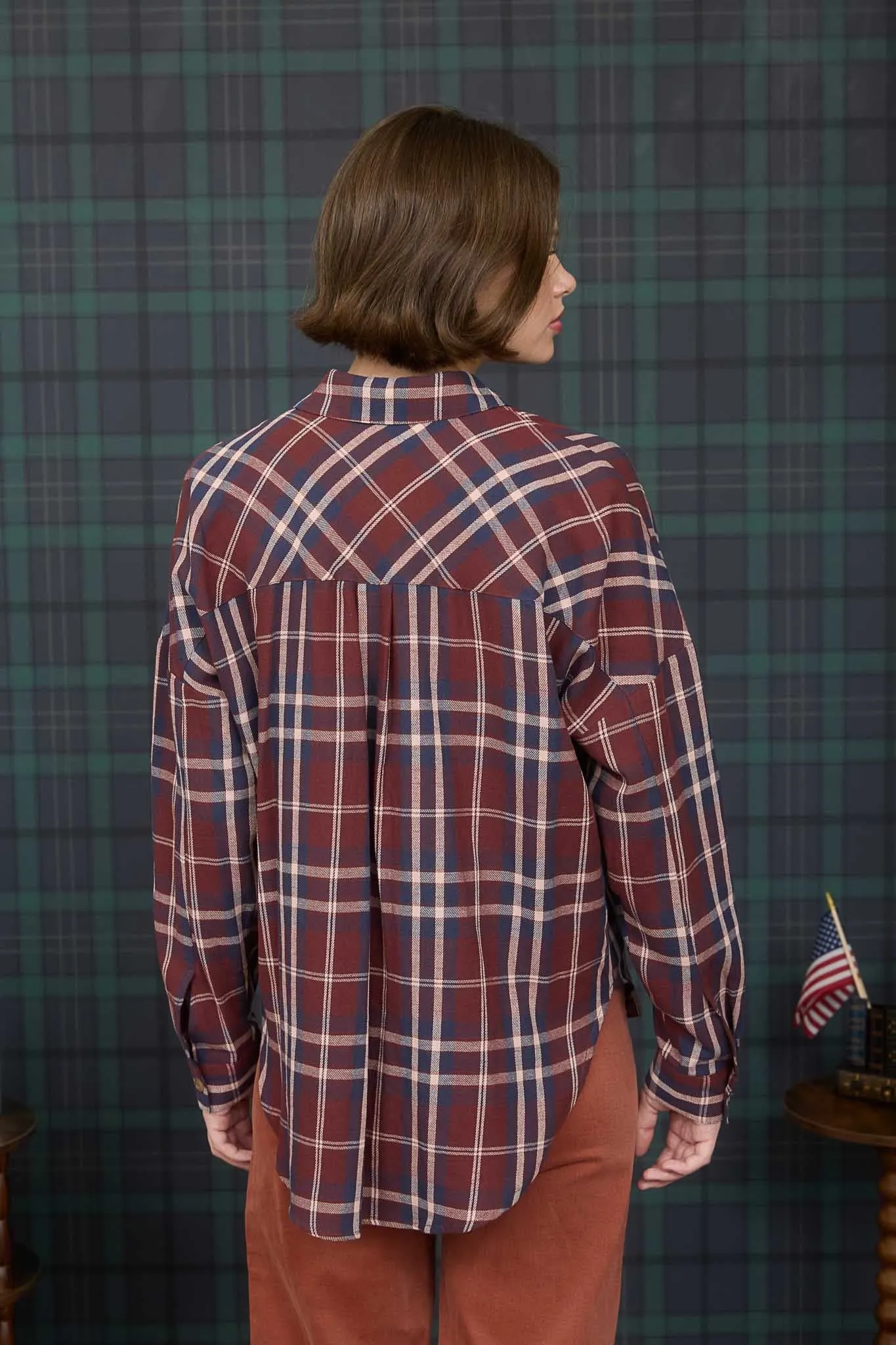 Cara Plaid Shirt, Burgundy Multi sold by North & Main Clothing Company product image thumbnail 5