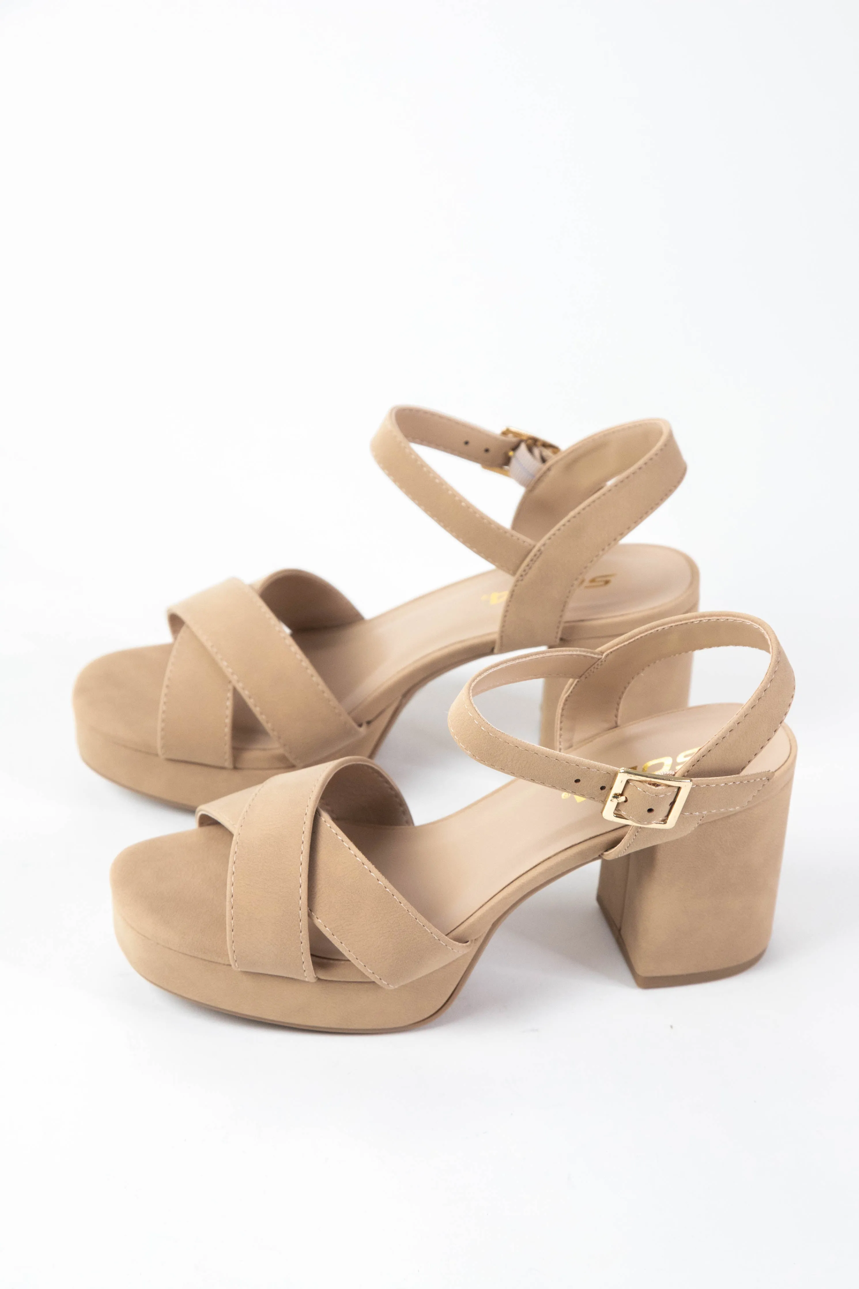Manner Block Dress Heel, Nude sold by North & Main Clothing Company