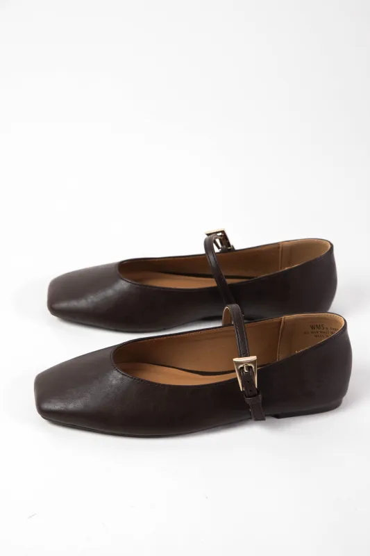 Fabes Square Toe Mary Jane Flat, Brown sold by North & Main Clothing Company