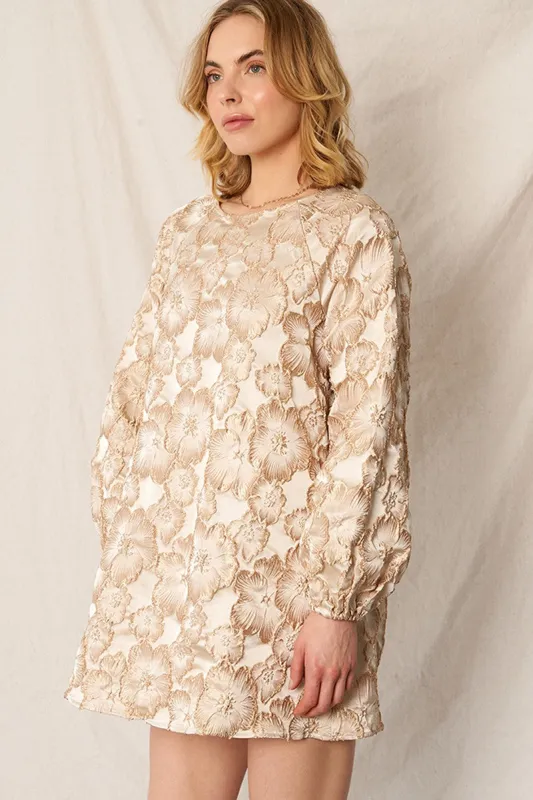 Ezra Jacquard Mini Dress, Cream Gold sold by North & Main Clothing Company