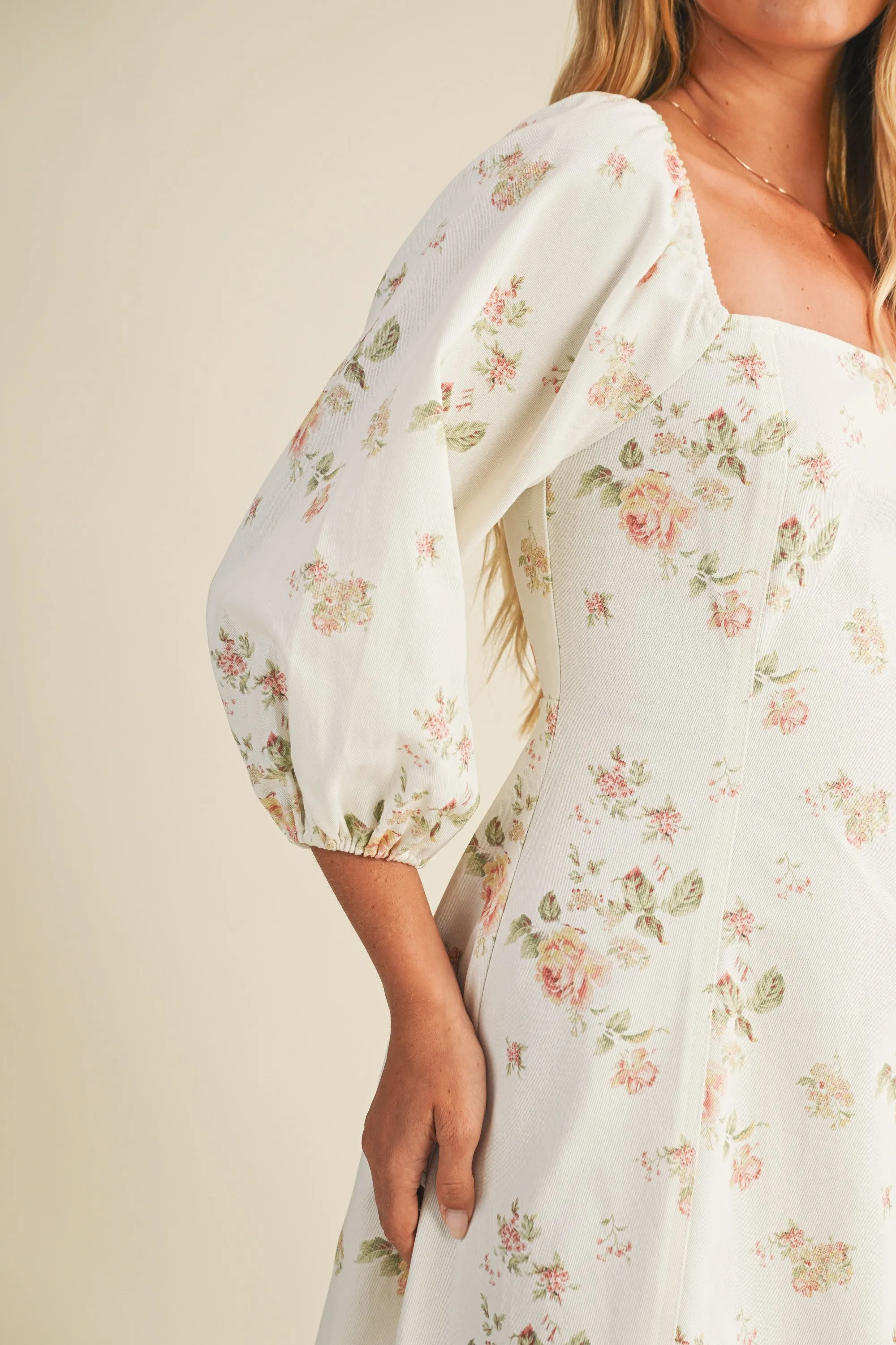 Evelynn Floral Dress, White sold by North & Main Clothing Company product image thumbnail 5