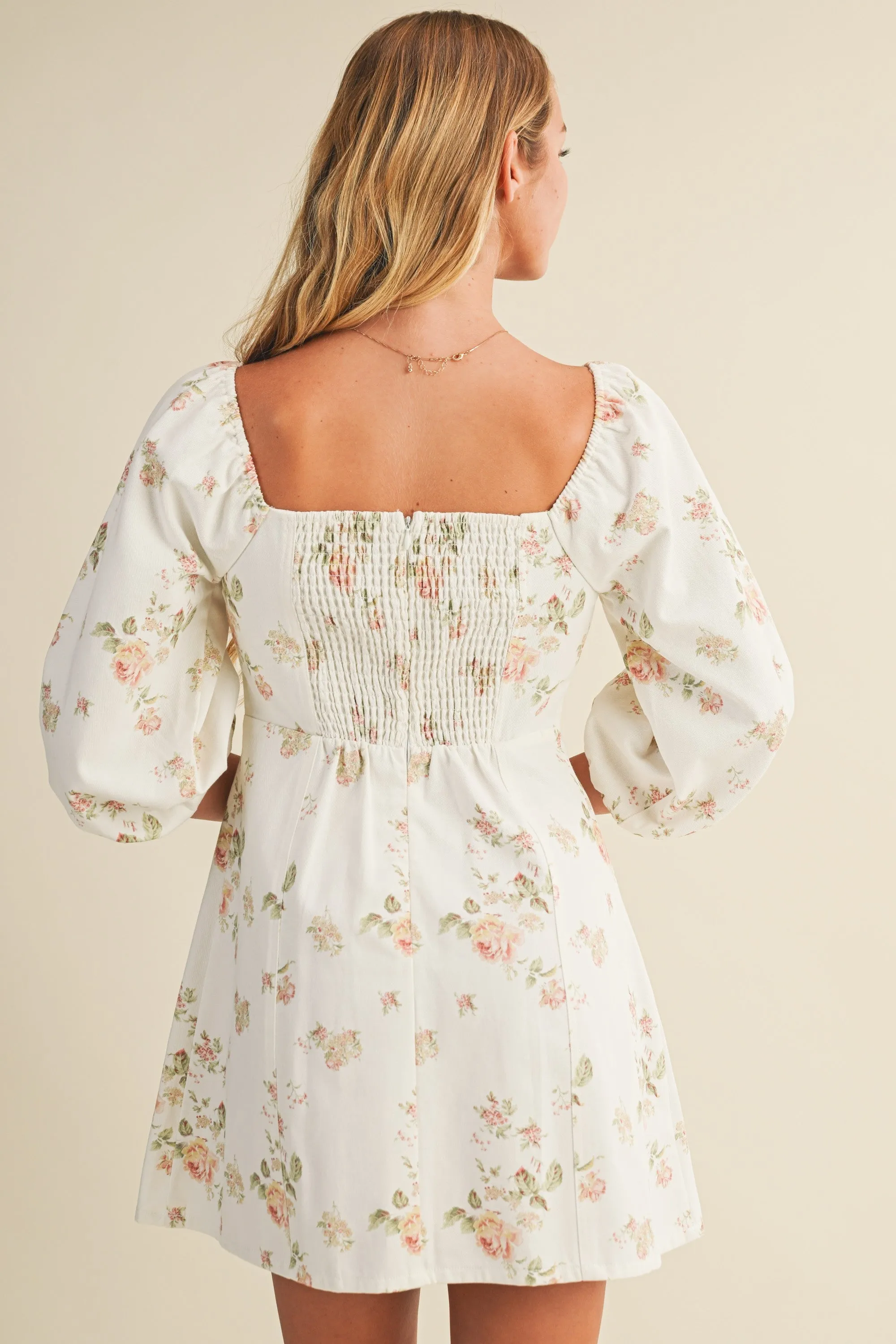 Evelynn Floral Dress, White sold by North & Main Clothing Company product image thumbnail 2