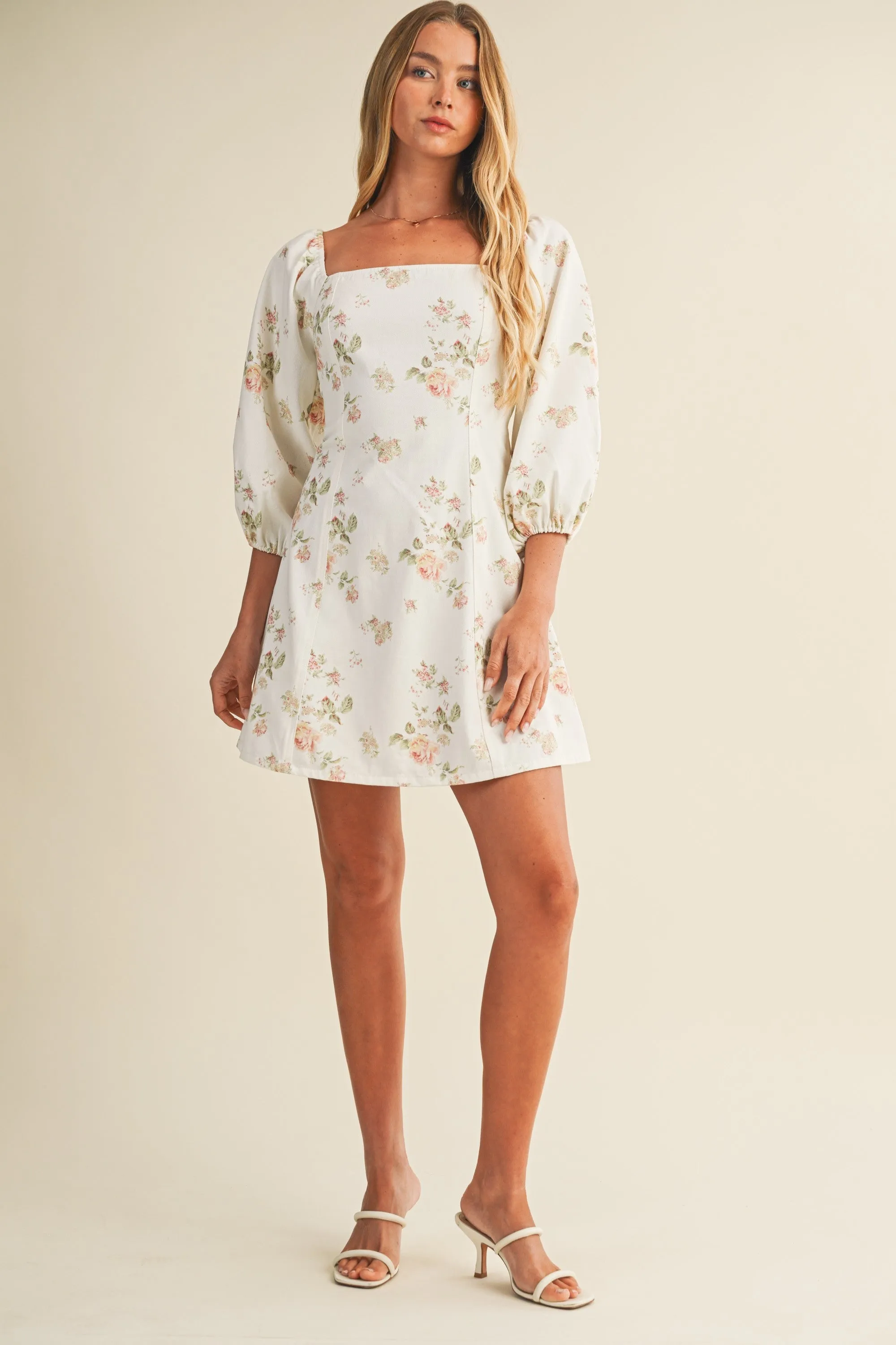 Evelynn Floral Dress, White sold by North & Main Clothing Company product image thumbnail 3