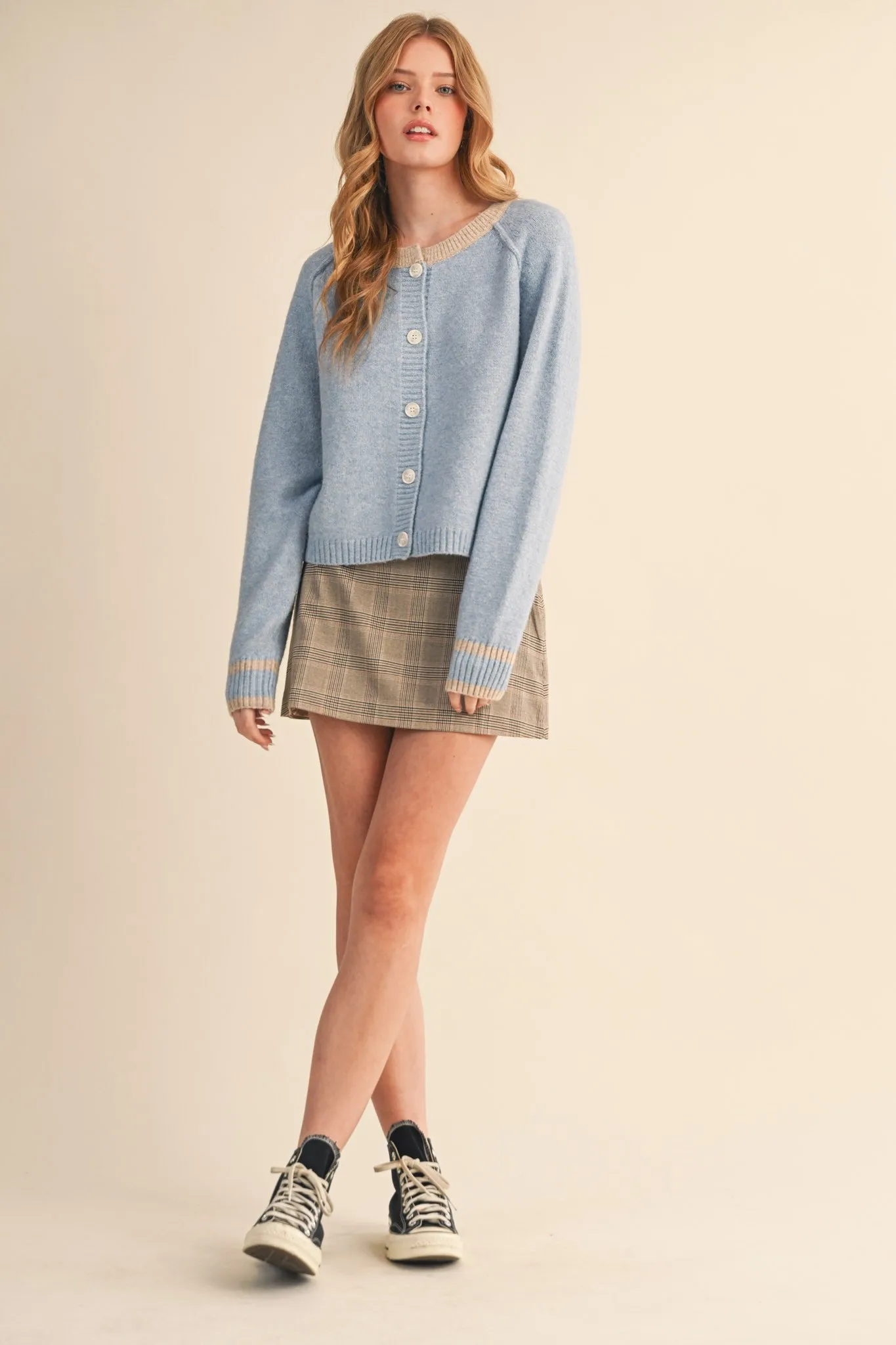 Amelia Sweater Cardigan, Sky Blue Taupe sold by North & Main Clothing Company product image thumbnail 3