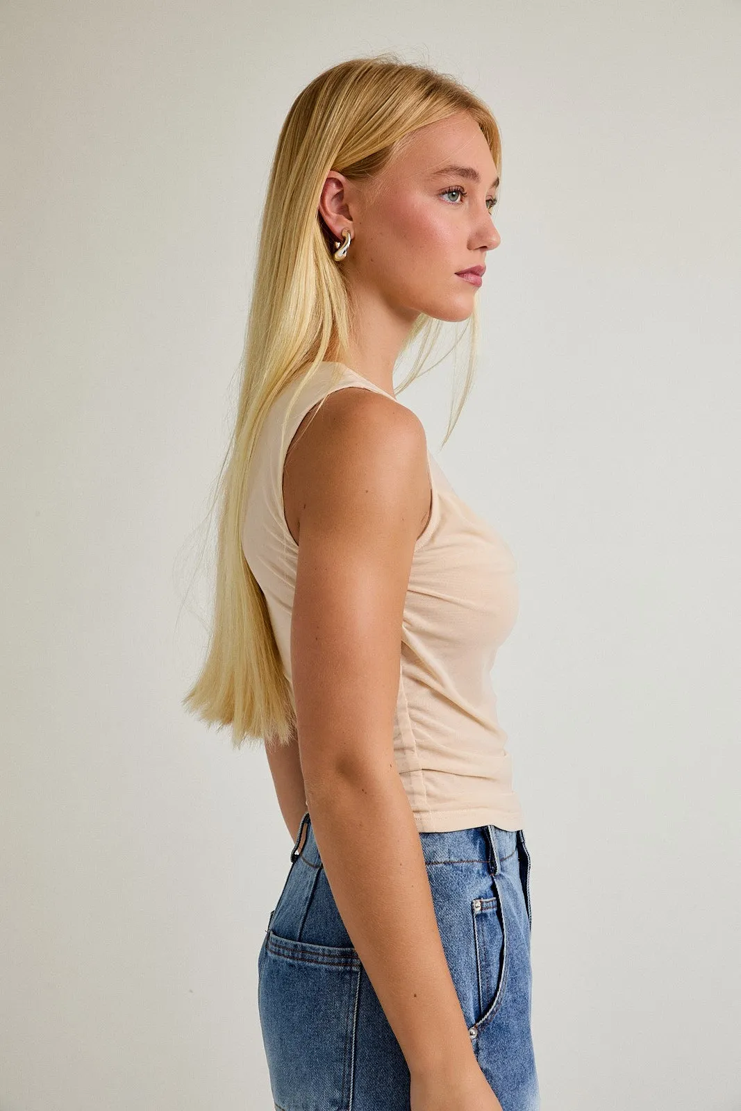 Lea Sleeveless Top, Cream sold by North & Main Clothing Company product image thumbnail 5