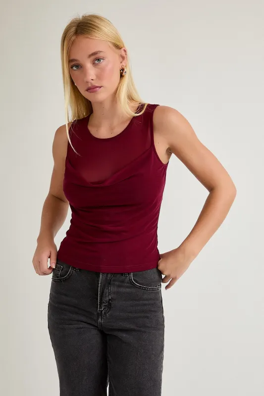 Lea Sleeveless Top, Burgundy sold by North & Main Clothing Company