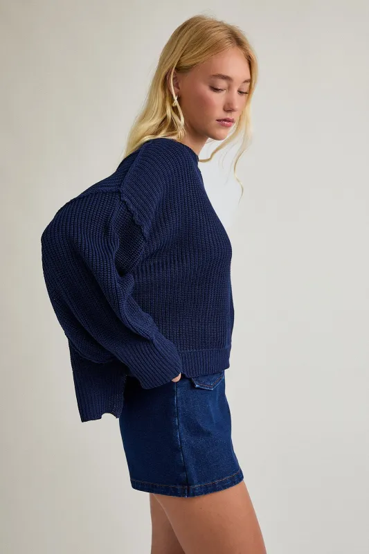 Brynne Pullover Sweater, Navy sold by North & Main Clothing Company