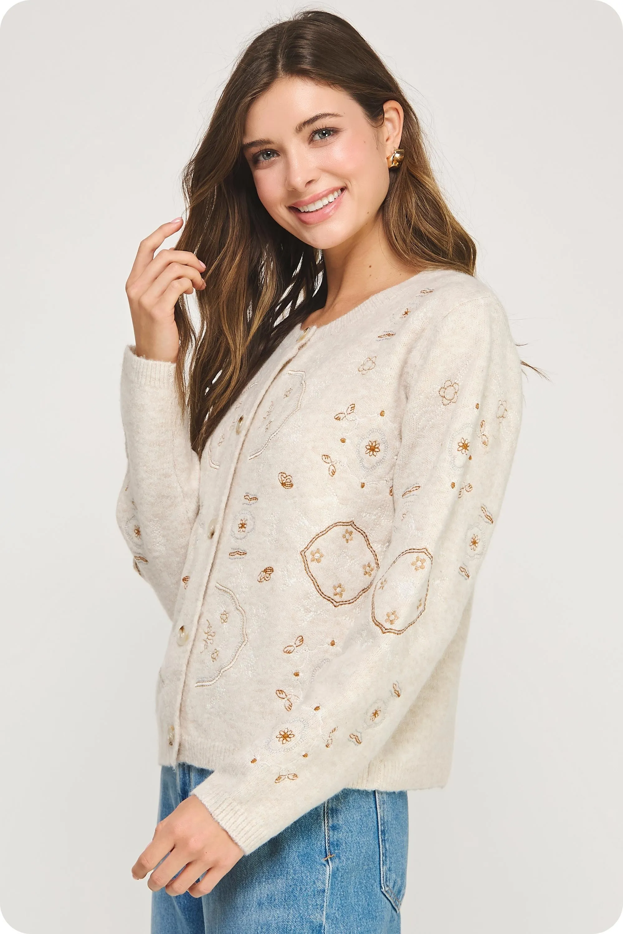 Amber Soft Knit Cardigan, Oatmeal sold by North & Main Clothing Company product image thumbnail 5