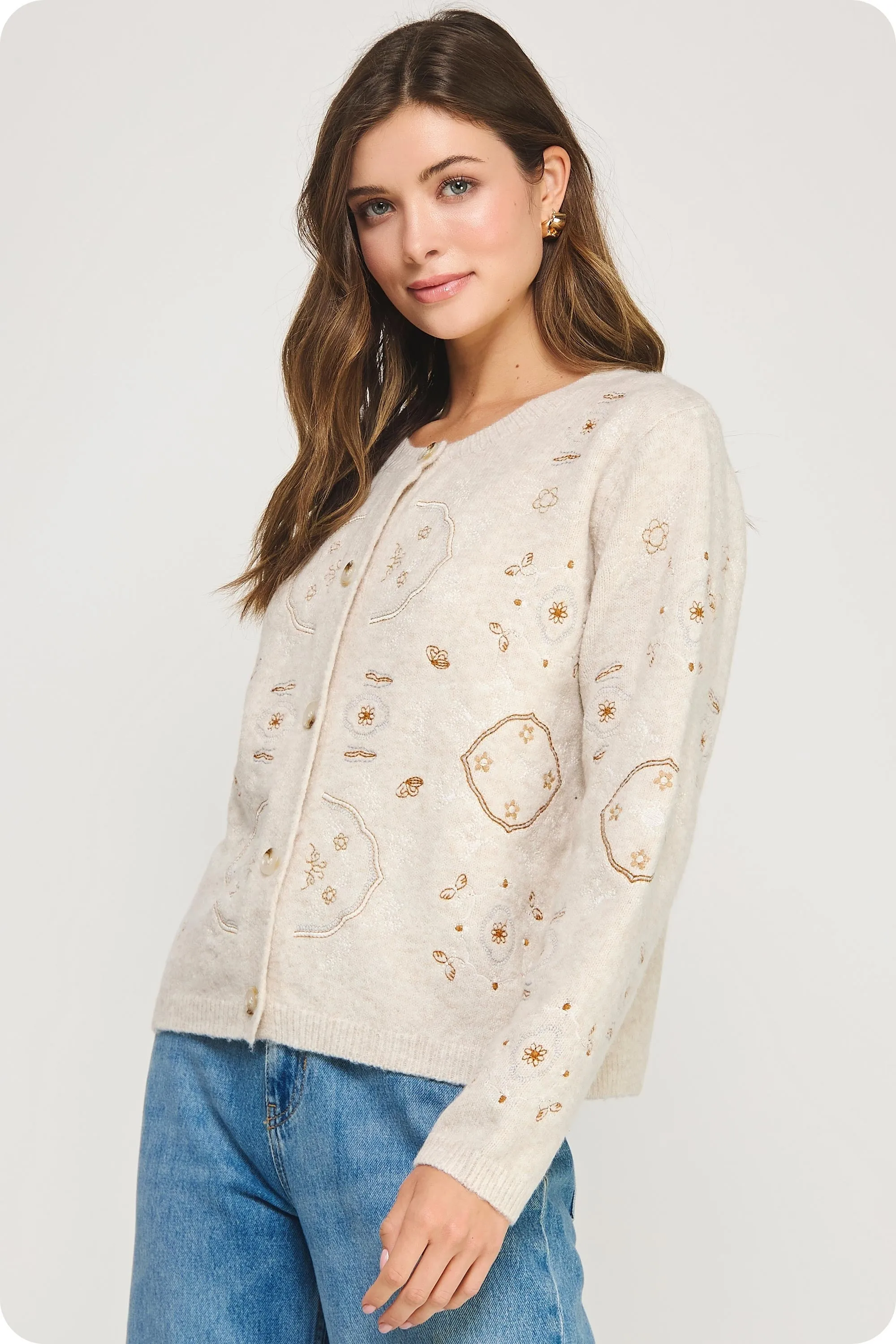 Amber Soft Knit Cardigan, Oatmeal sold by North & Main Clothing Company product image thumbnail 2