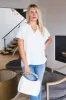 Cora Split Neck Boxy Cut Top, Off White sold by North & Main Clothing Company