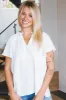 Cora Split Neck Boxy Cut Top, Off White sold by North & Main Clothing Company