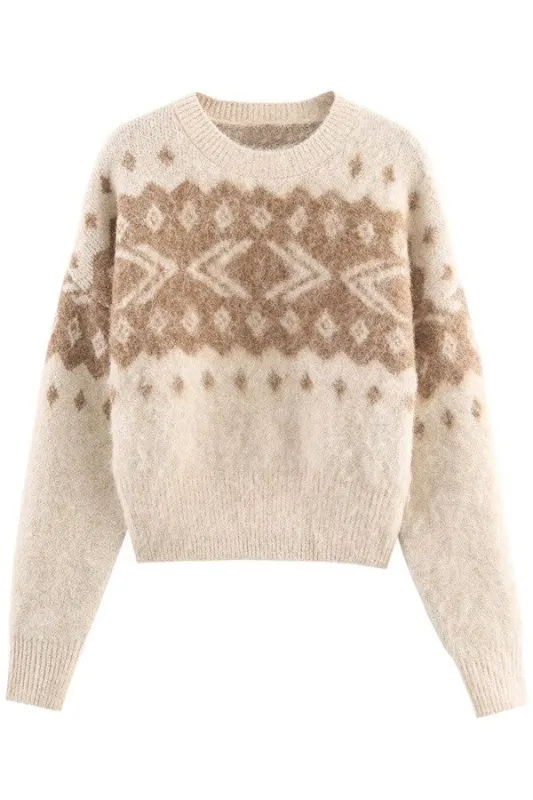 Jaquard Knit Sweater, Beige sold by North & Main Clothing Company