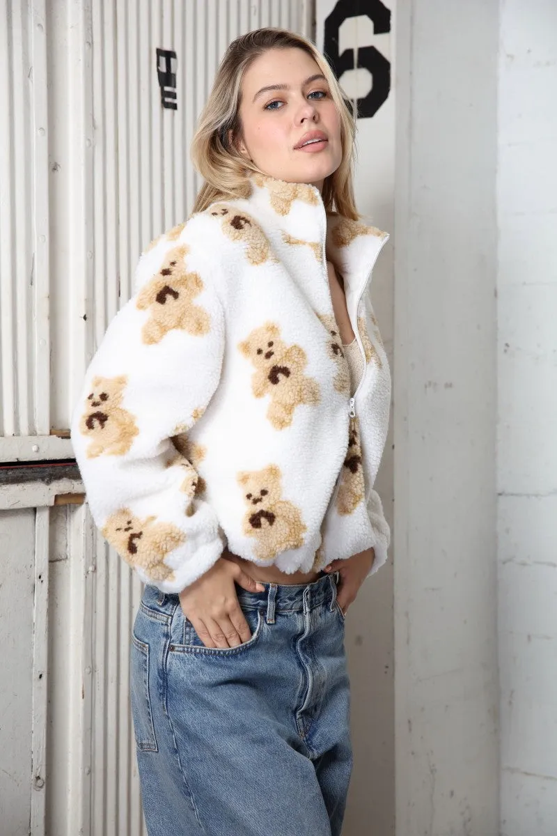 Jacquard Sherpa Zip Jacket , Cream Teddy Bear sold by North & Main Clothing Company product image thumbnail 3