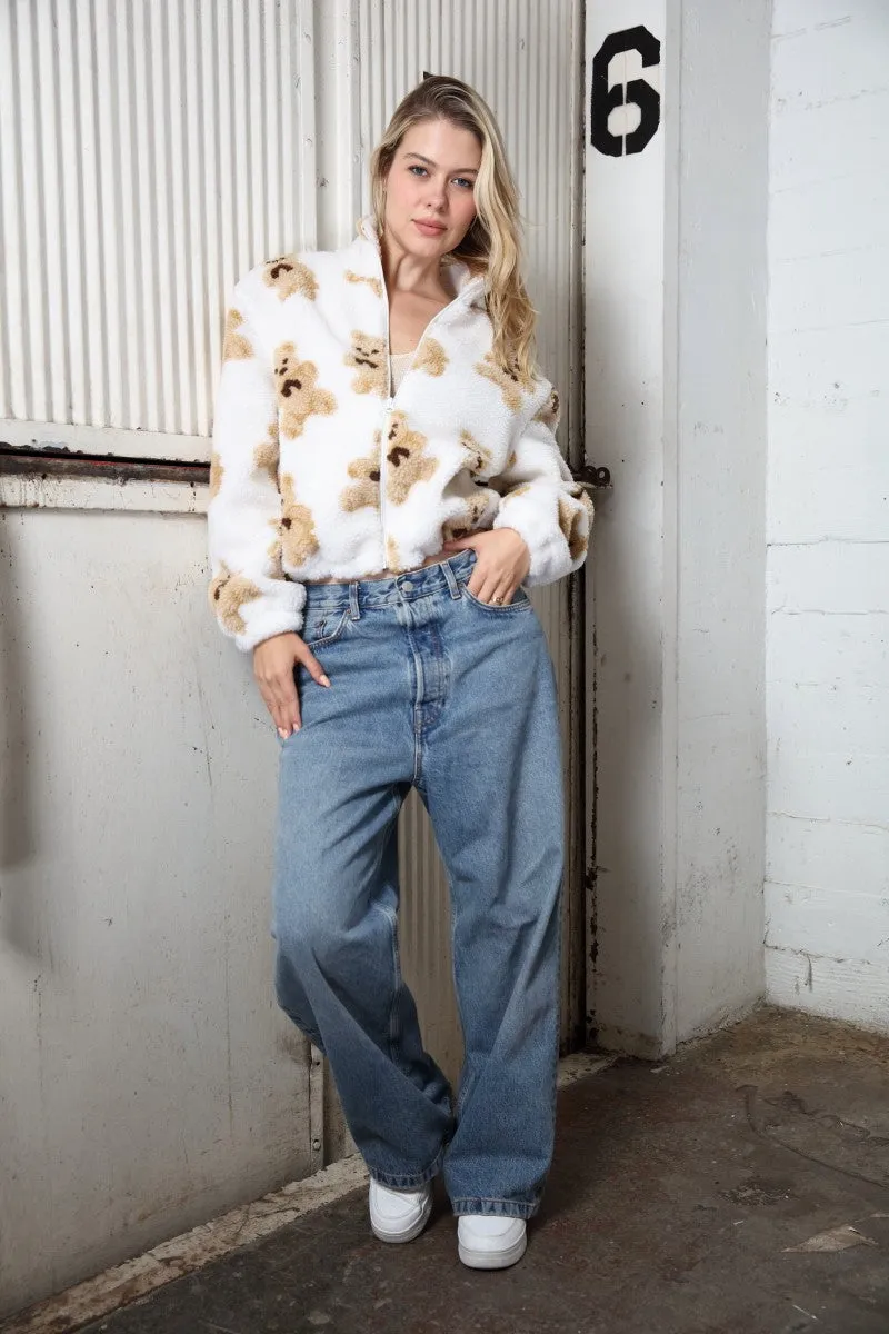 Jacquard Sherpa Zip Jacket , Cream Teddy Bear sold by North & Main Clothing Company product image thumbnail 2