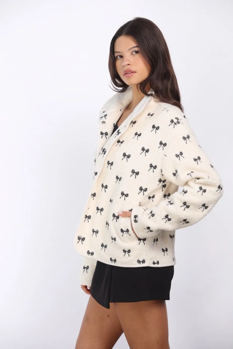 Sherpa Bow Embroidery Jacket, Cream/Black sold by North & Main Clothing Company product image thumbnail 2