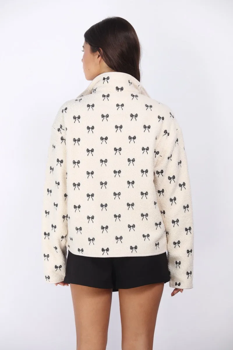 Sherpa Bow Embroidery Jacket, Cream/Black sold by North & Main Clothing Company product image thumbnail 3