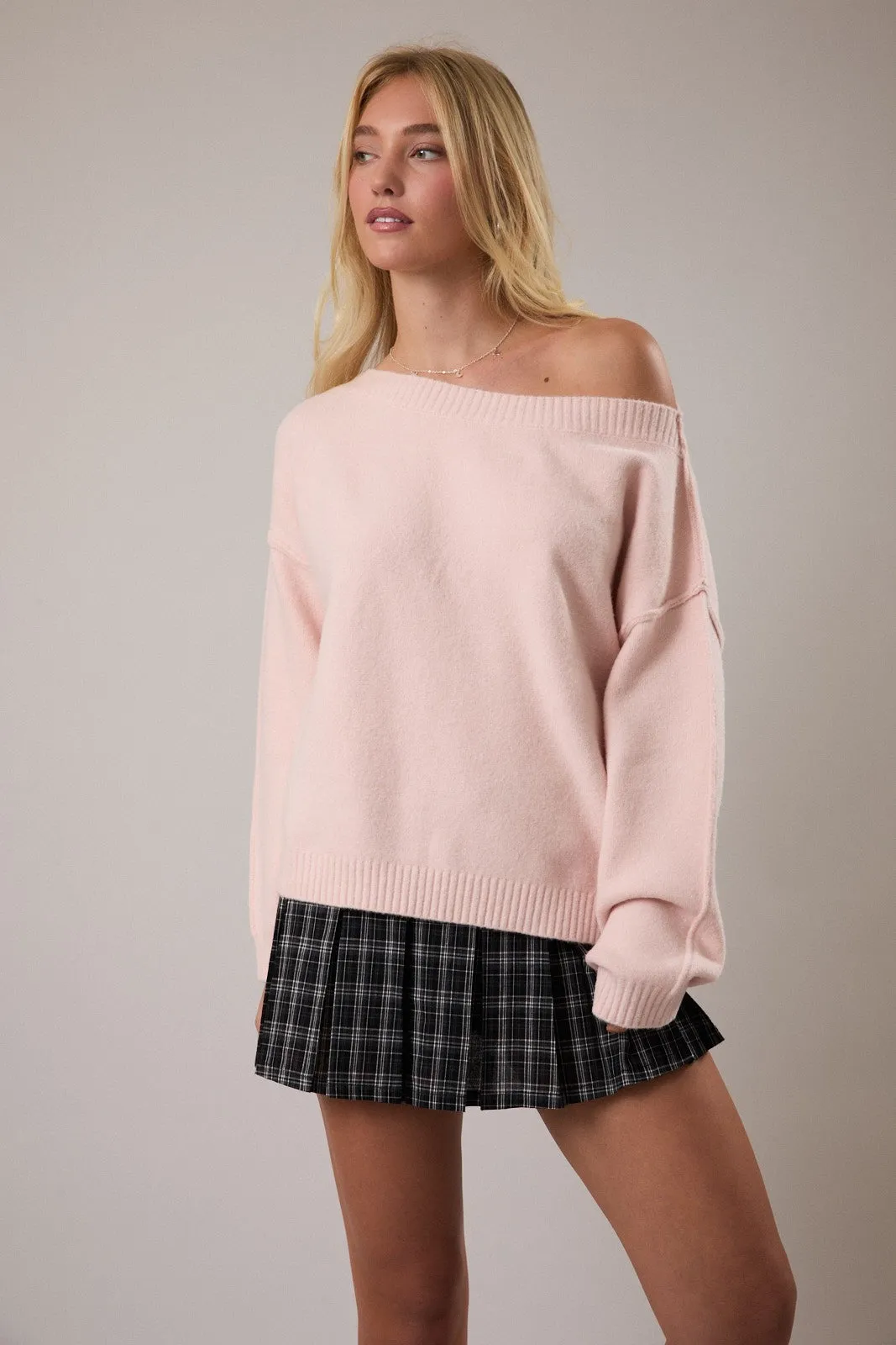 Noelle Boat Neck Sweater, Light Pink sold by North & Main Clothing Company product image thumbnail 3