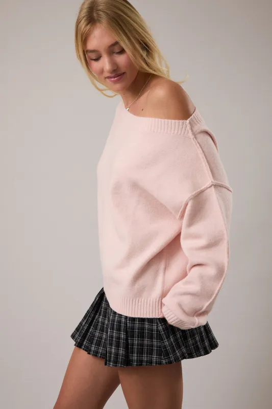 Noelle Boat Neck Sweater, Light Pink made by Le Lis