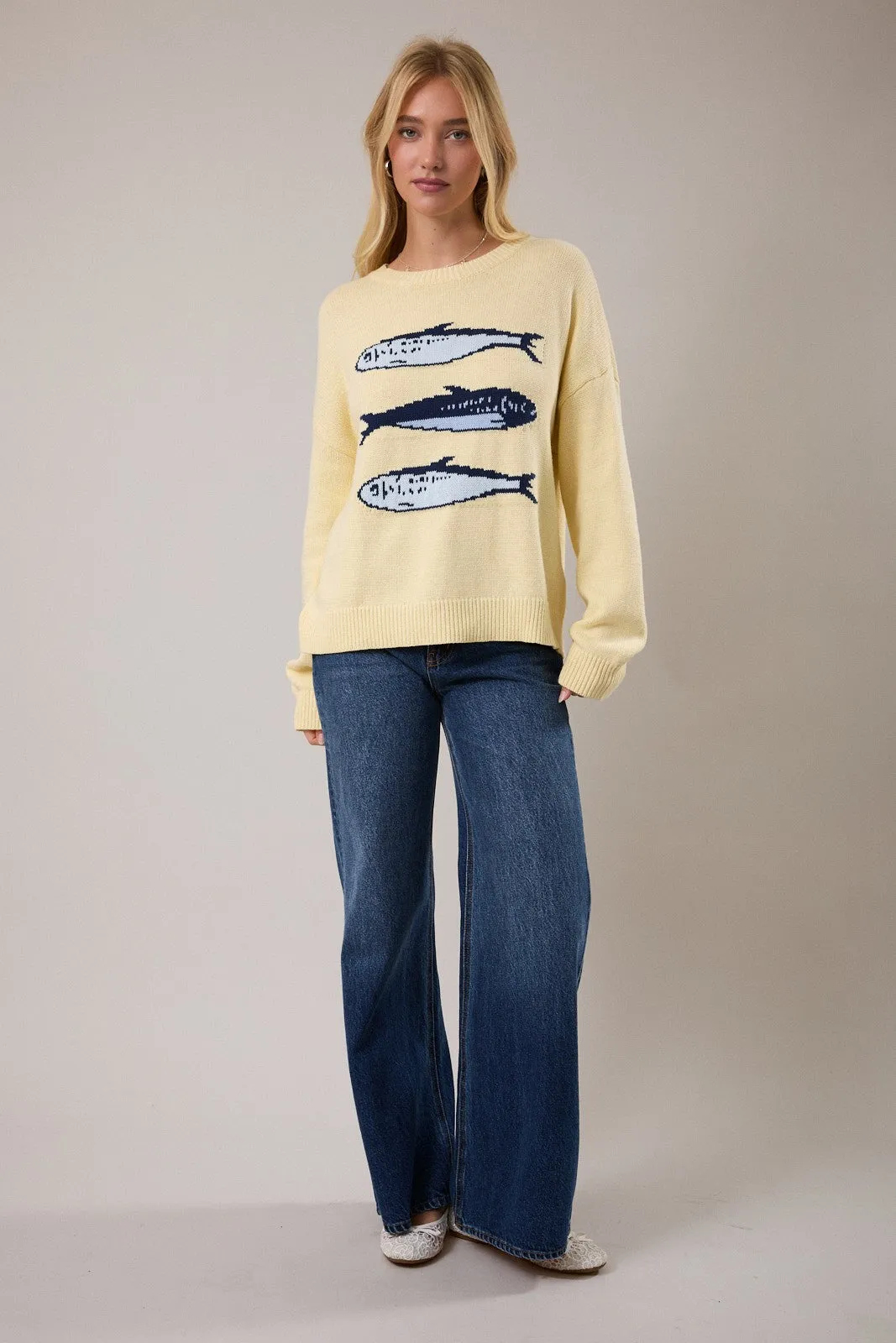Travel Sardines Sweater Top, Yellow sold by North & Main Clothing Company product image thumbnail 4
