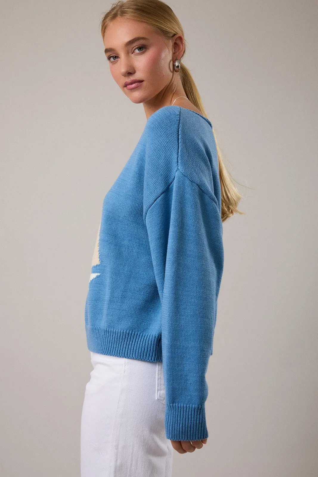 Sally Boat Graphic Sweater Top, Blue sold by North & Main Clothing Company product image thumbnail 5