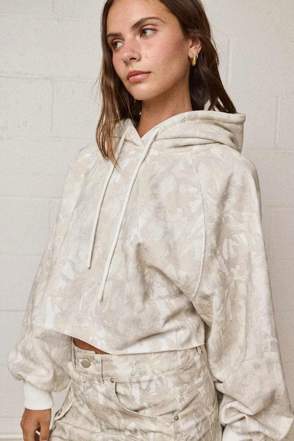 Beth Cropped Camo Hoodie, White Camo sold by North & Main Clothing Company product image thumbnail 5